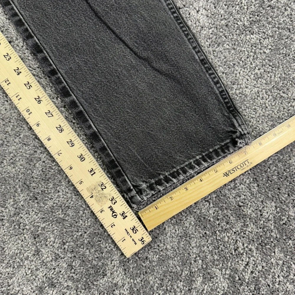 Vtg Wrangler Jeans Mens 34x34 Black Straight Leg Denim Charcoal Workwear Logo
